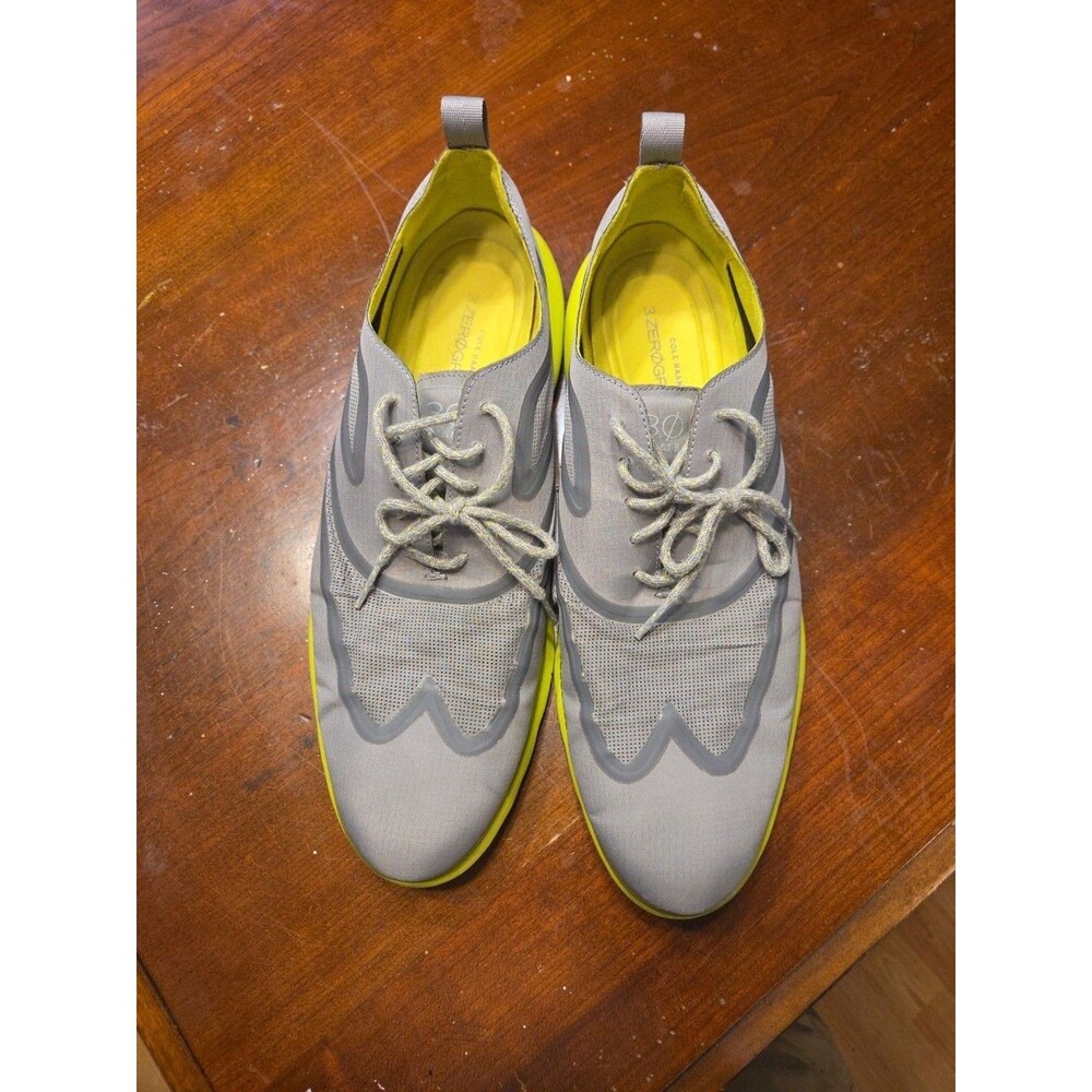 Cole Haan 3.Zerogrand Fuse Oxford Wingtip Shoes Gray Neon Yellow Men’s Sz 11